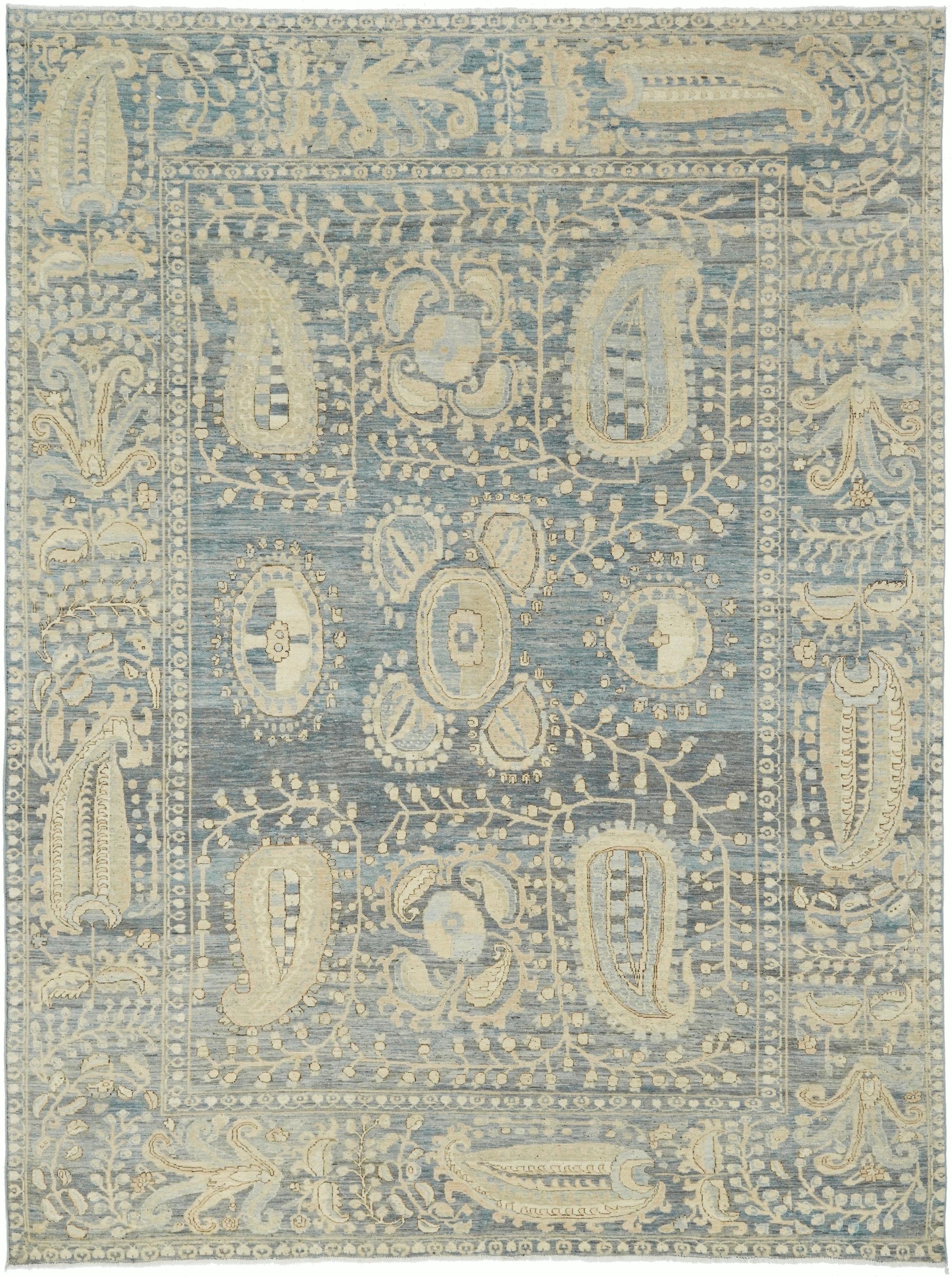 9x11 Ft Blue Serapi Rug - Hand Knotted Antique Rug - Persian Design