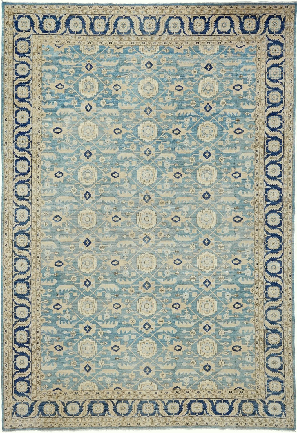 12x17 Ft Blue Serapi Rug - Afghan Antique Rug - Persian Design