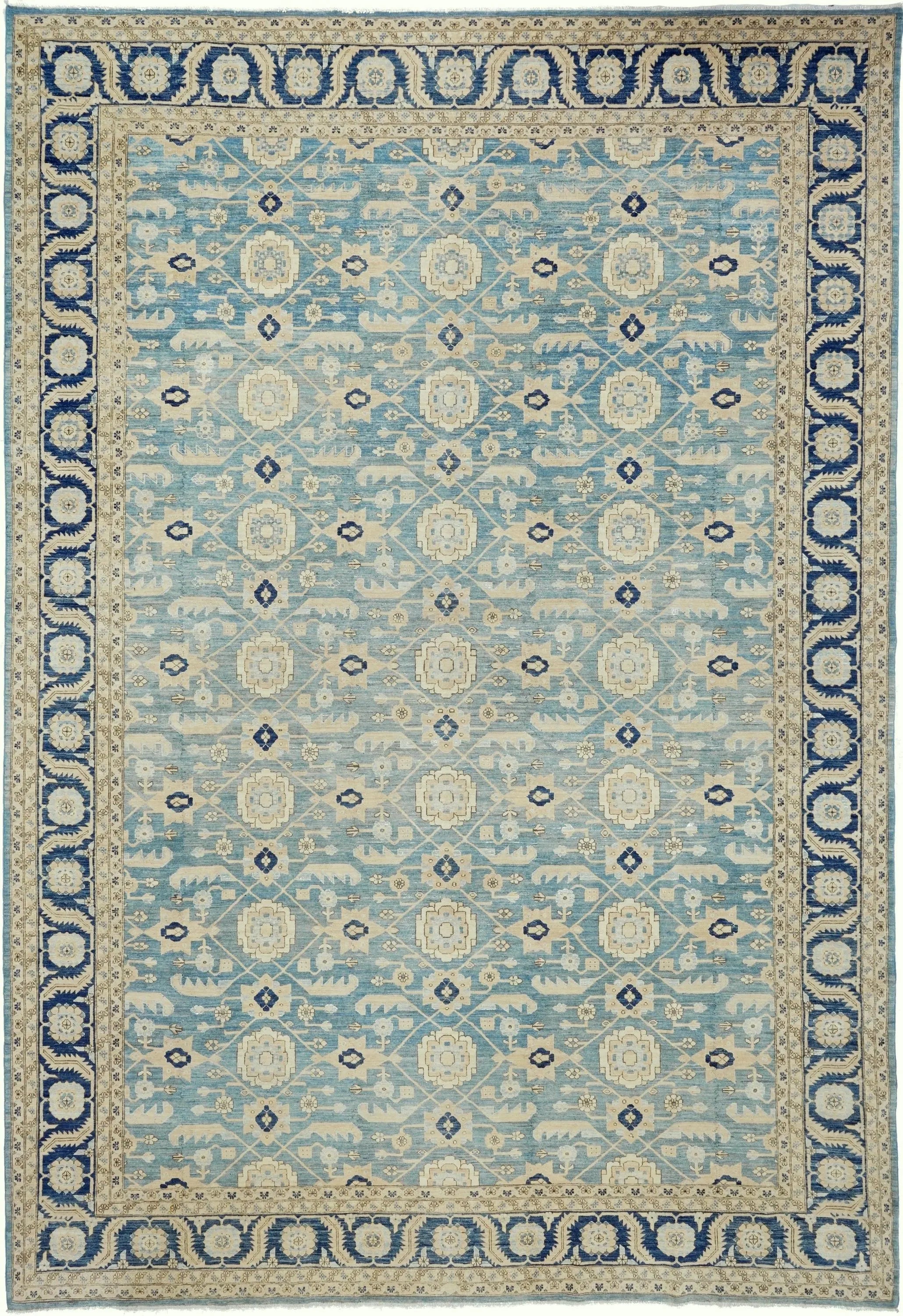 12x17 Ft Blue Serapi Rug - Afghan Antique Rug - Persian Design