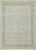 9x13 Ft Light Blue Serapi Rug - Hand Knotted Antique Rug - Persian Design